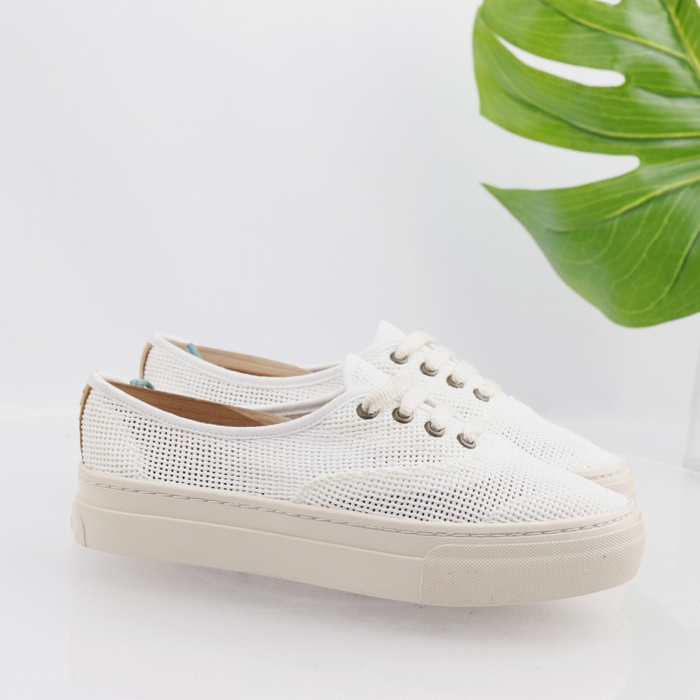 Soludos Shoe Womens Sneakers Size 6.5 White Mesh Cork Insole Platform Casual Low